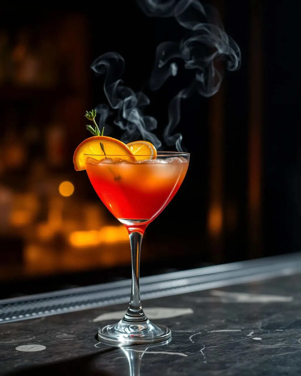Smoky cocktail in a London bar